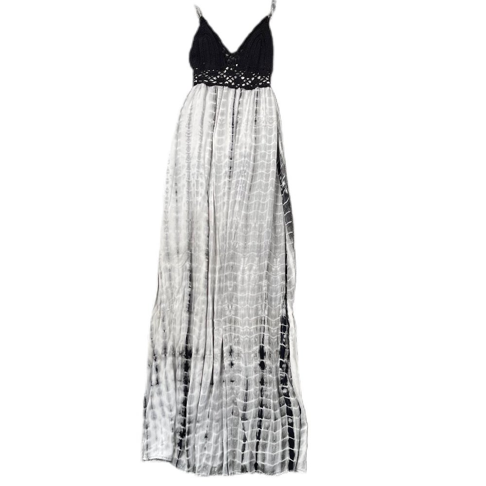 Xhiliration Maxi Dress Sz XS Blue Gray Black Knit Summer - Picture 1 of 3